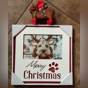 Merry Christmas Pet Paw Frame & reindeer dog keychain backpack clip NWT bundle